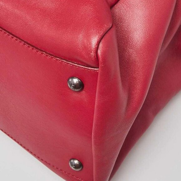 Fendi Red Leather Large Peekaboo Satchel Bag - Picture 5 of 12